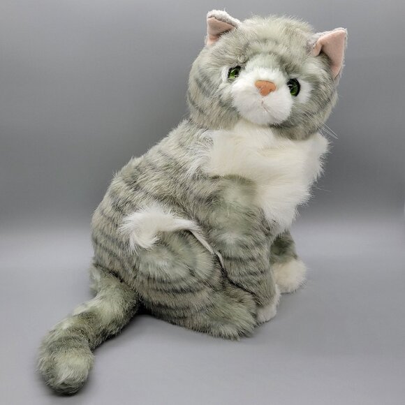VTG Russ Horace Gray Tabby Kitty Cat Plush #5427 Stuffed Animal Green Eyes RARE - Picture 1 of 11